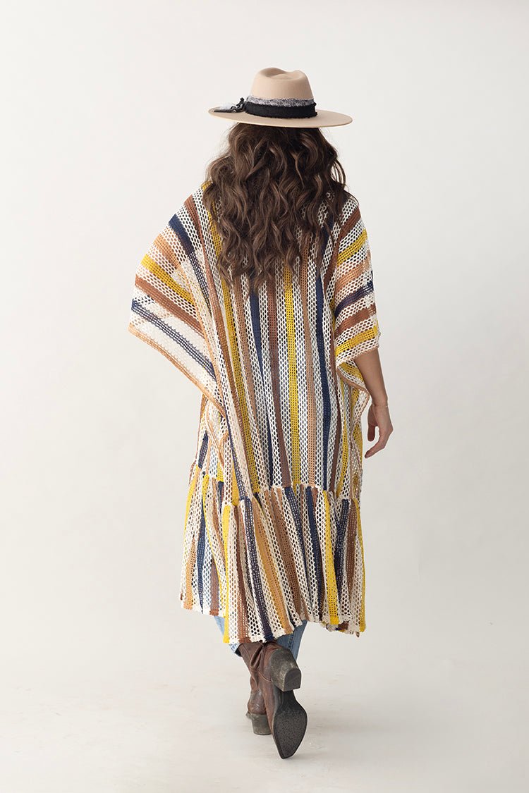 Striped Crochet Open Duster - Flea Style