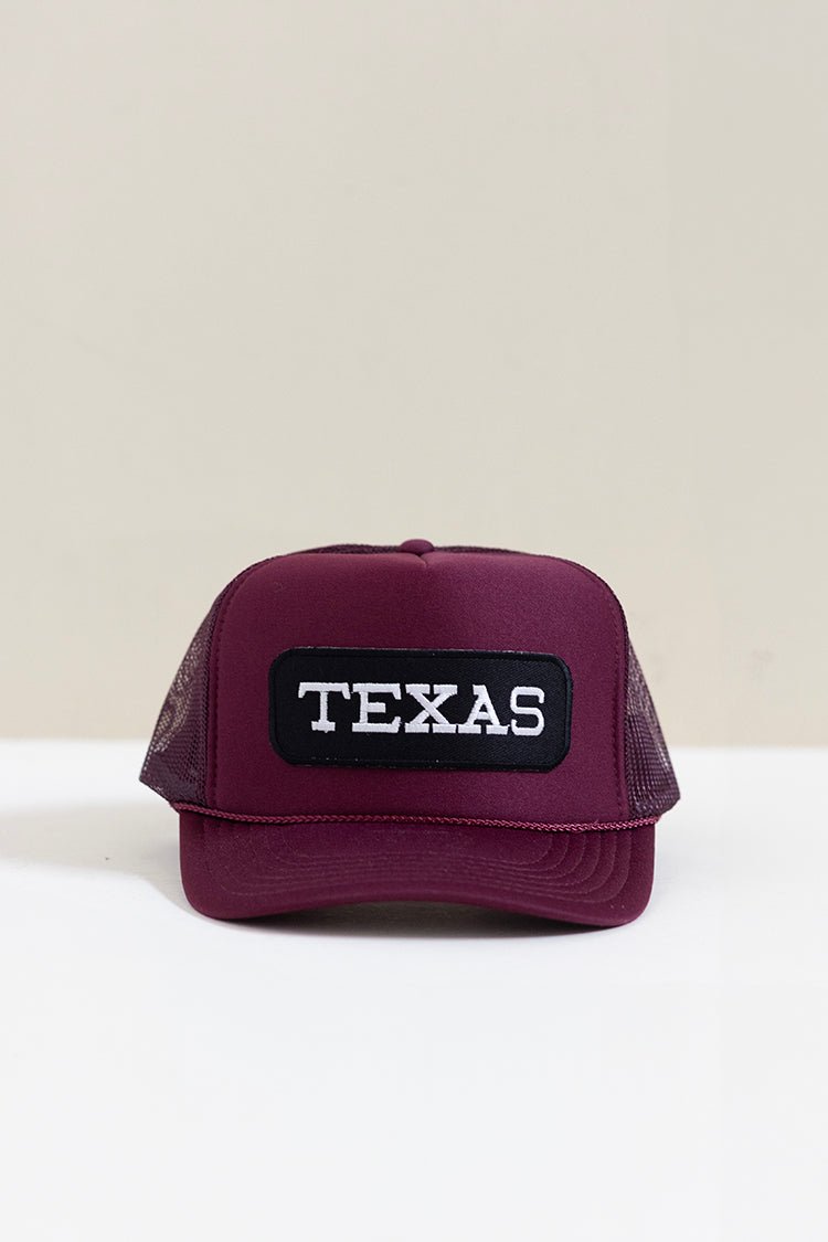 "Texas" Maroon Trucker Hat - Flea Style