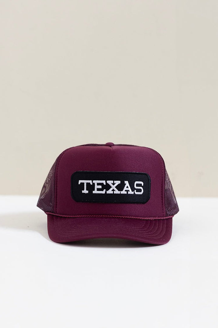"Texas" Maroon Trucker Hat - Flea Style