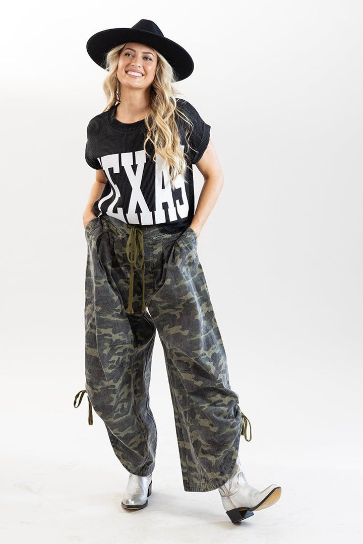 Texas Short Sleeve Ribbed T-Shirt - Black - Flea Style
