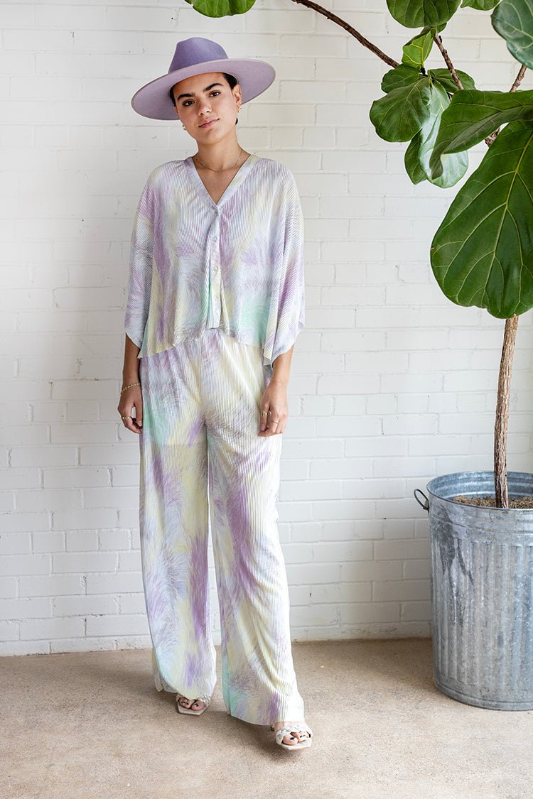 Tie Dye Pleated Flowy Pants - Flea Style