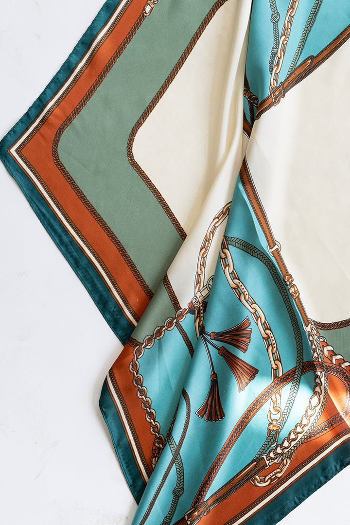 Turquoise Horse Harness Square Scarf - Flea Style