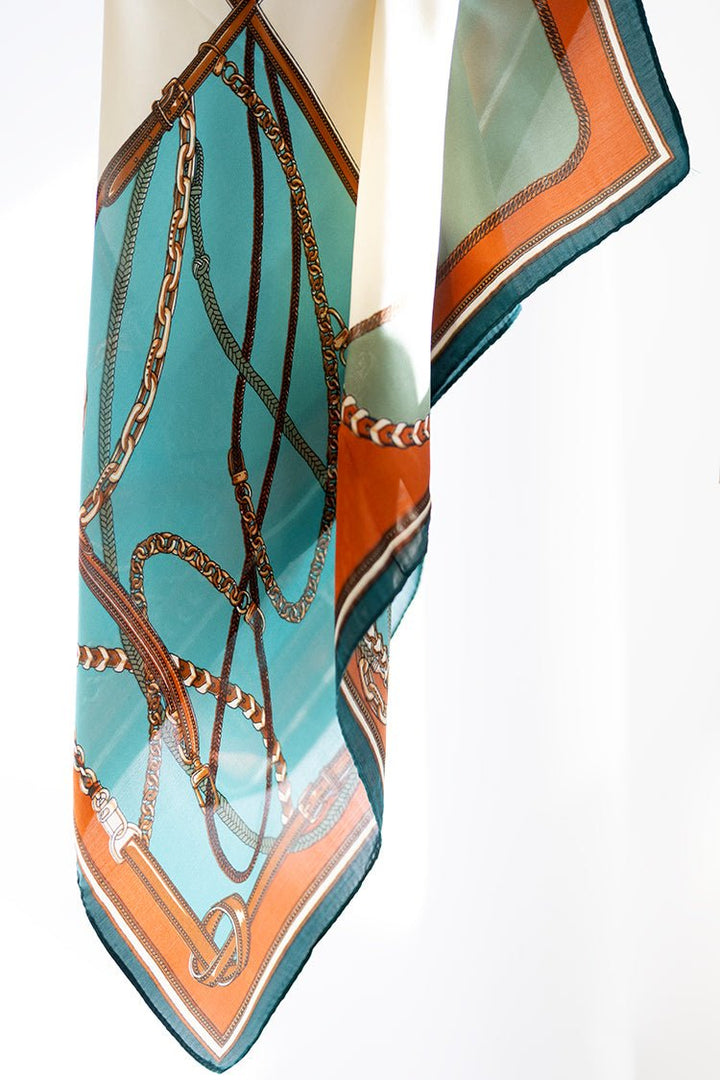 Turquoise Horse Harness Square Scarf - Flea Style