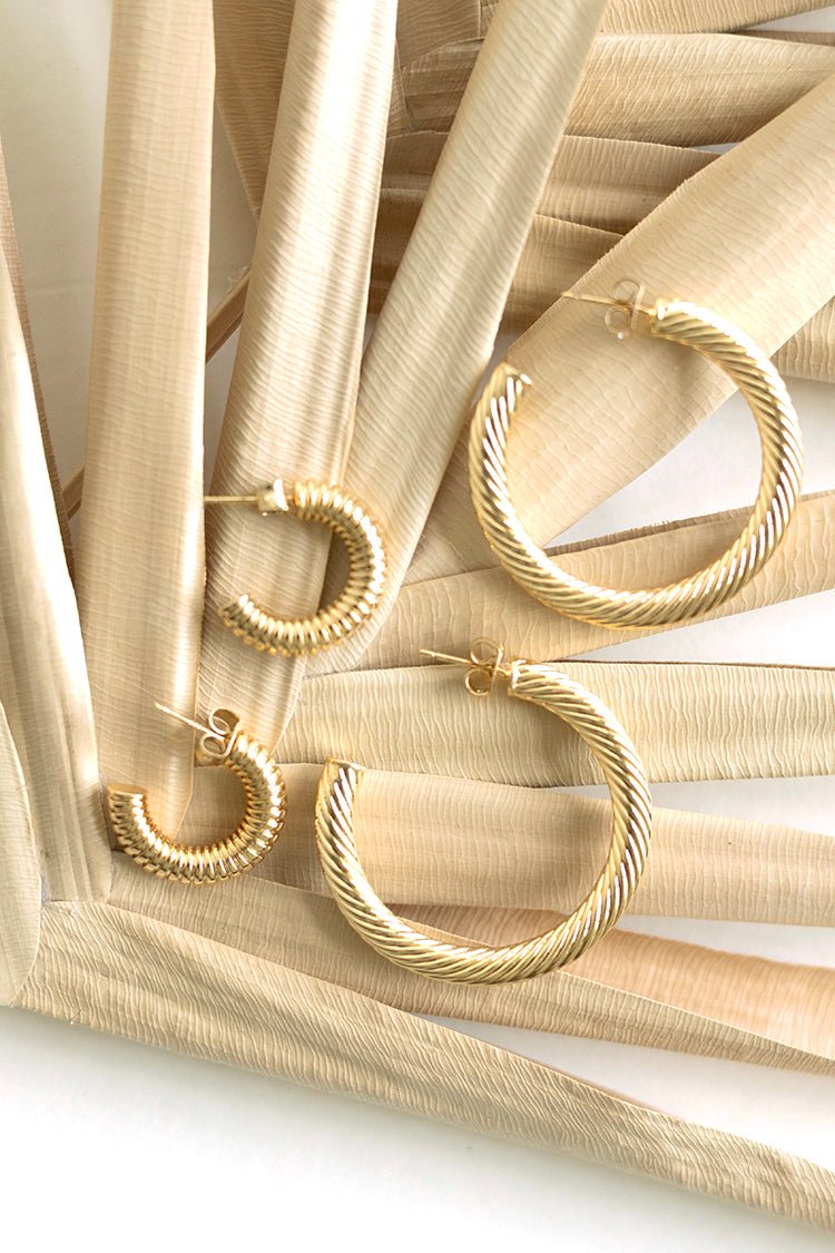Twisted Ribbed Hoop Earrings - Flea Style