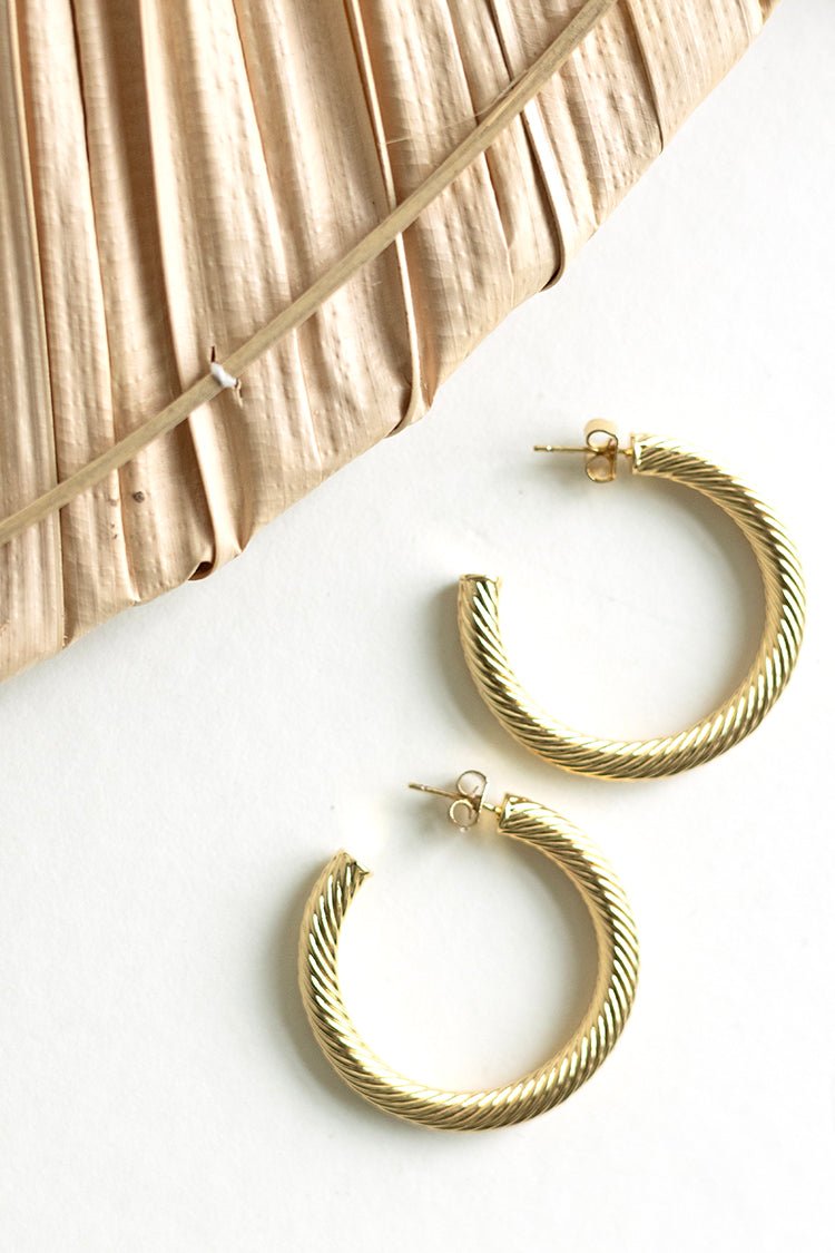 Twisted Ribbed Hoop Earrings - Flea Style