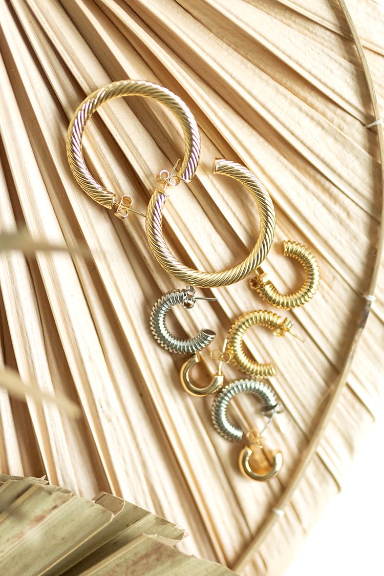 Twisted Ribbed Hoop Earrings - Flea Style