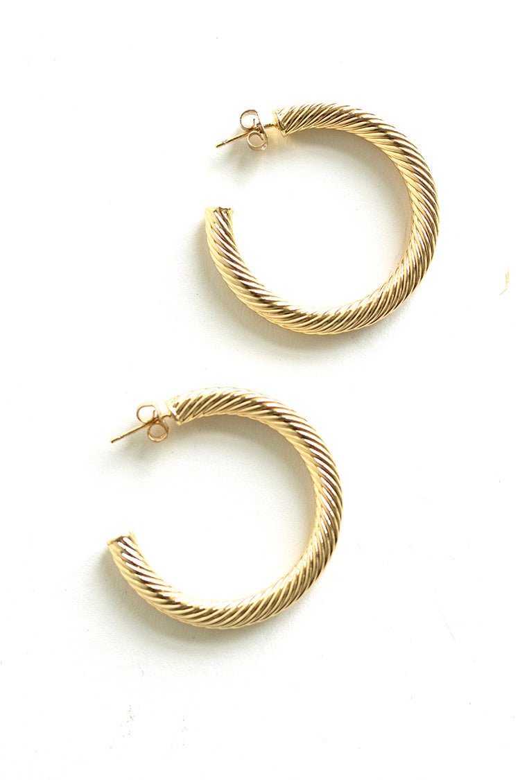 Twisted Ribbed Hoop Earrings - Flea Style