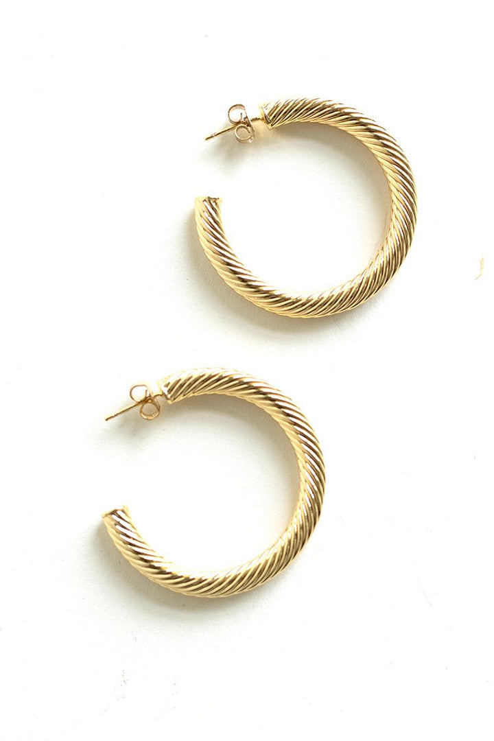 Twisted Ribbed Hoop Earrings - Flea Style
