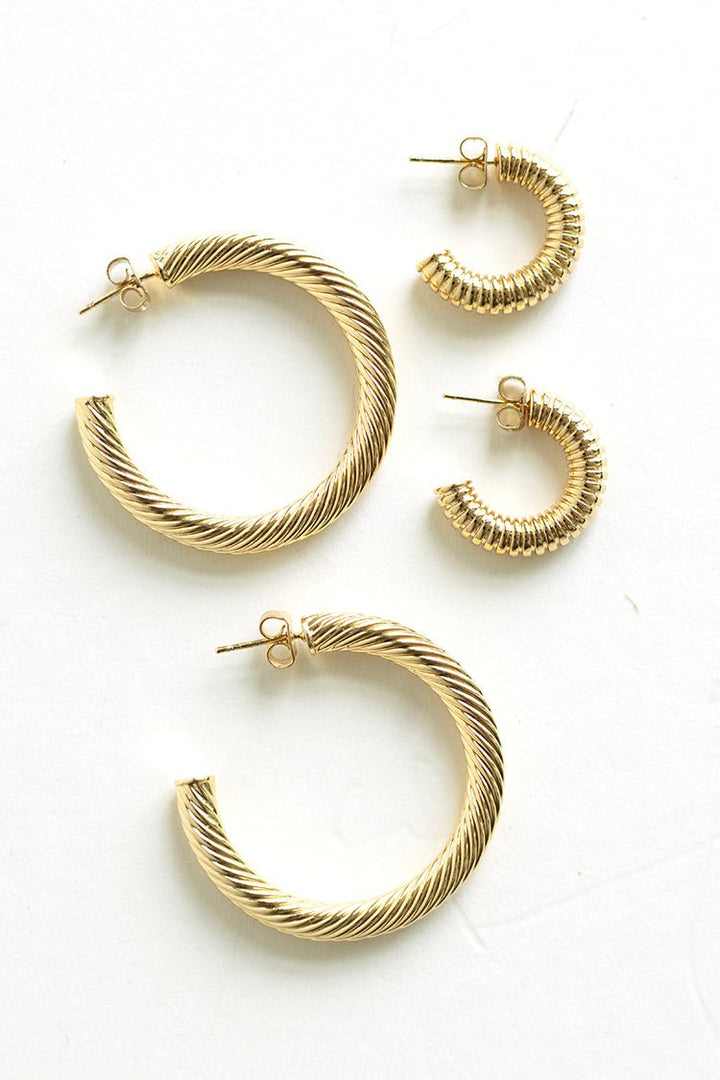 Twisted Ribbed Hoop Earrings - Flea Style
