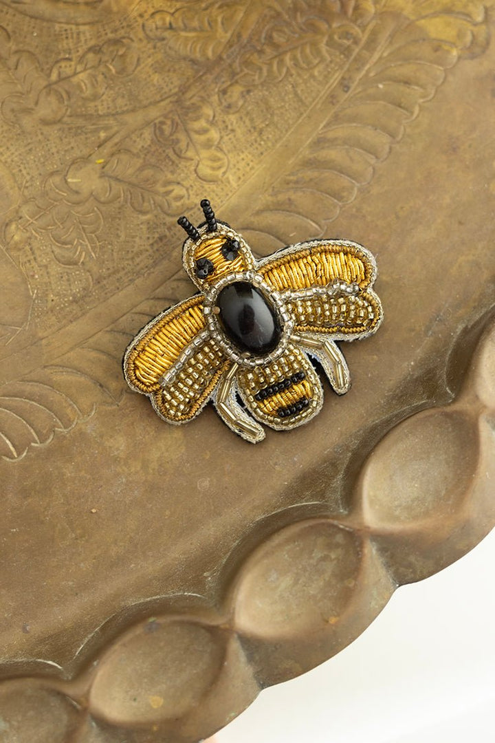Vintage Beaded Bumble Bee Brooch - Flea Style