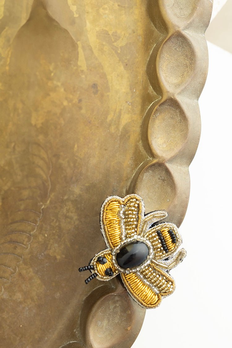 Vintage Beaded Bumble Bee Brooch - Flea Style