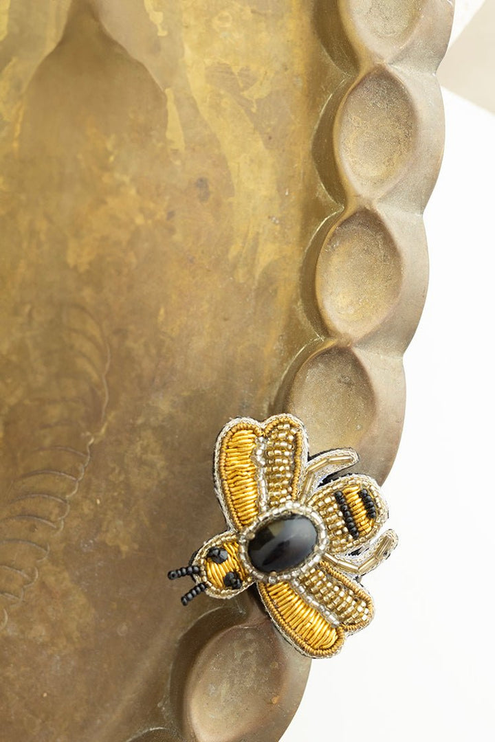 Vintage Beaded Bumble Bee Brooch - Flea Style