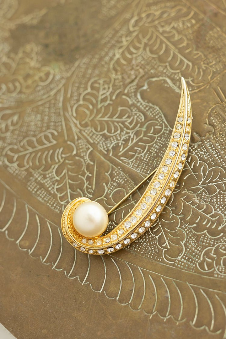 Vintage Bling and Pearl Art Deco Style Brooch - Flea Style