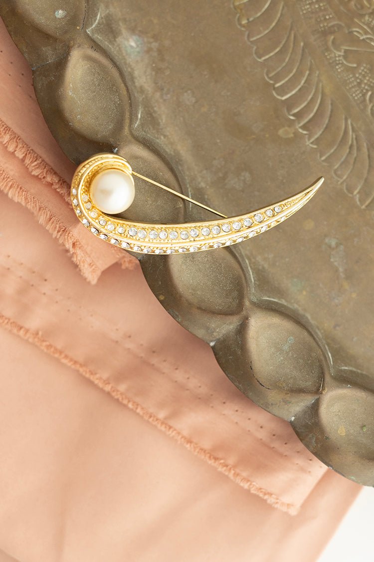 Vintage Bling and Pearl Art Deco Style Brooch - Flea Style