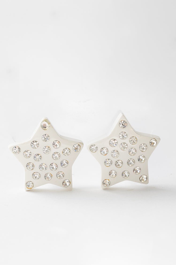 Vintage Blingy Star Clip - On Earrings - Flea Style