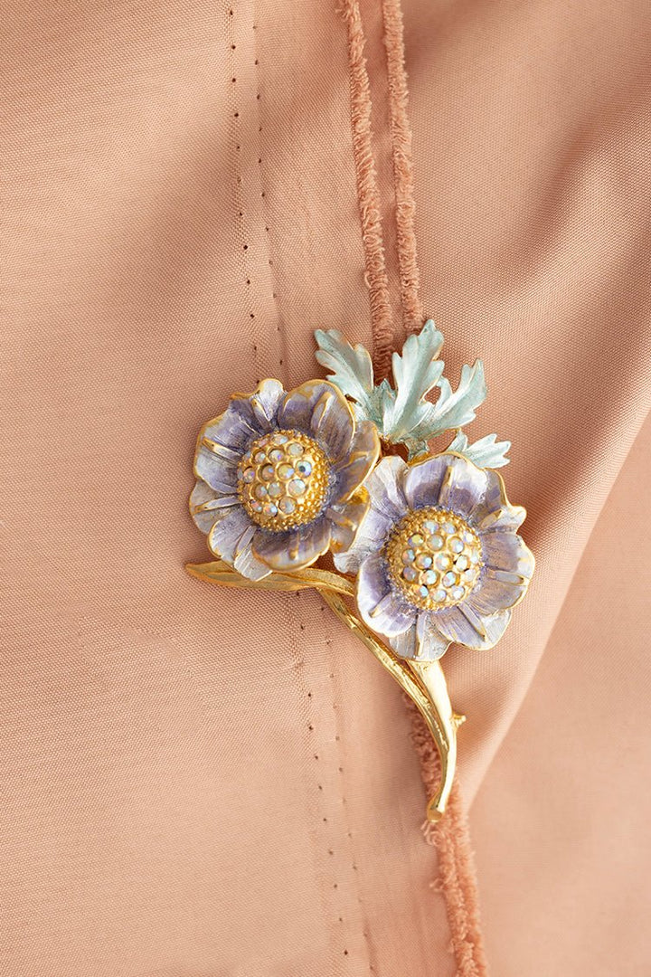 Vintage Double Flower Bling Brooch - Flea Style