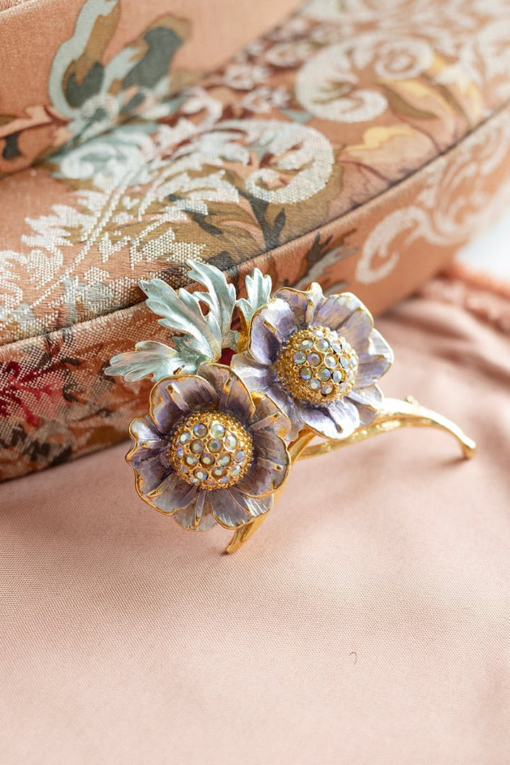 Vintage Double Flower Bling Brooch - Flea Style