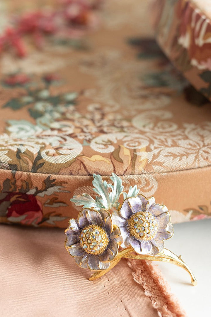 Vintage Double Flower Bling Brooch - Flea Style