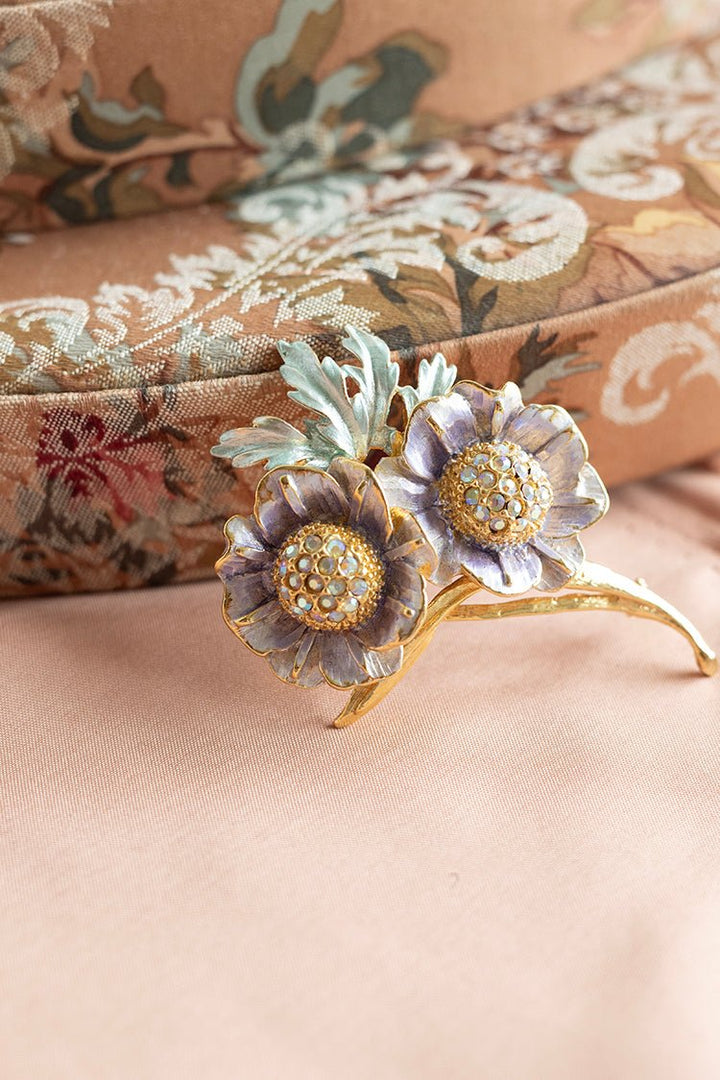 Vintage Double Flower Bling Brooch - Flea Style