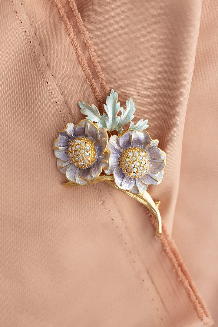Vintage Double Flower Bling Brooch - Flea Style