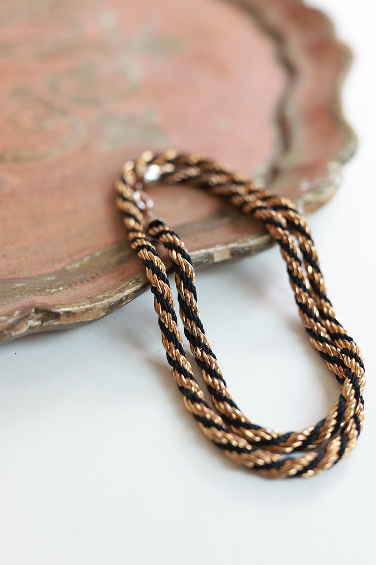 Vintage Gold and Black Rope Chain Necklace - Flea Style