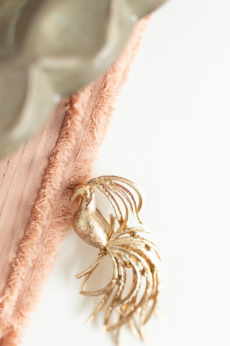 Vintage Gold Peacock Brooch - Flea Style