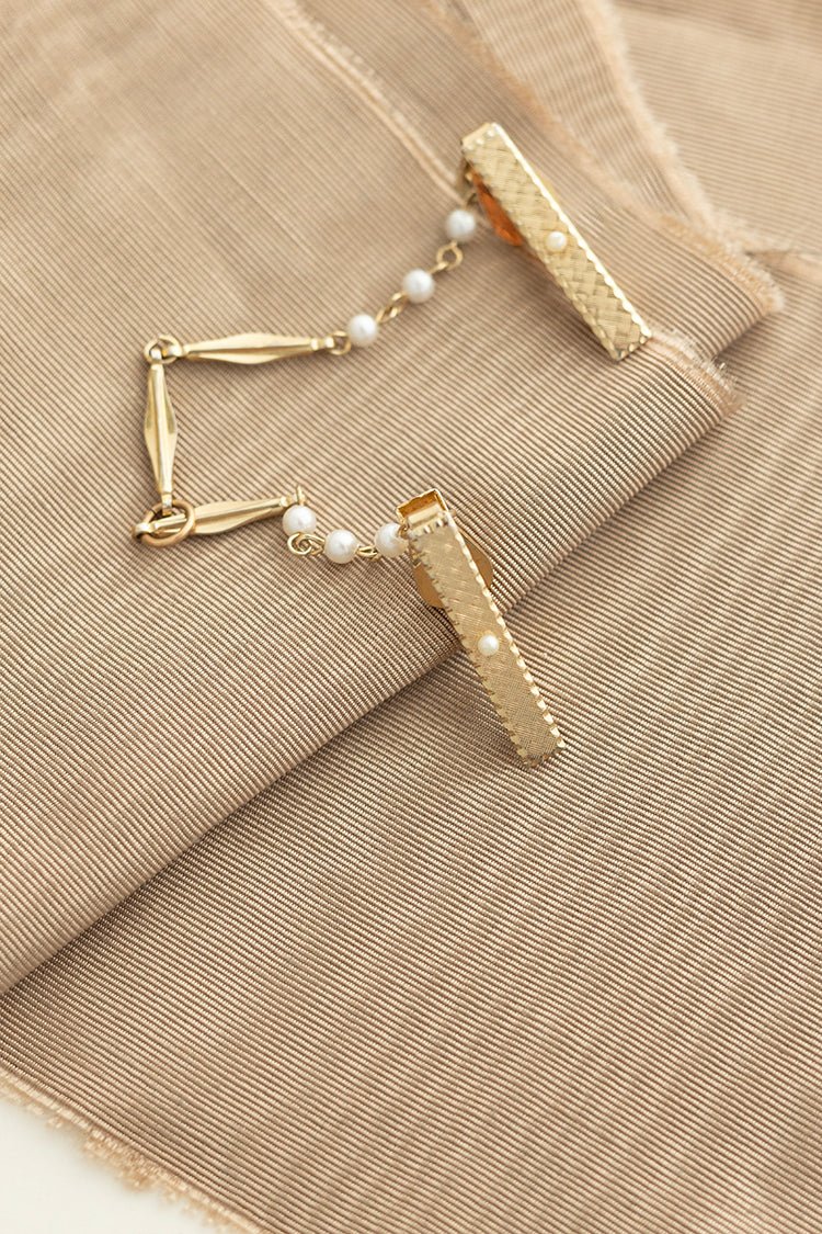 Vintage Gold Pearl Collar Chain Pin - Flea Style
