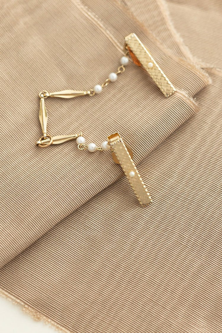 Vintage Gold Pearl Collar Chain Pin - Flea Style