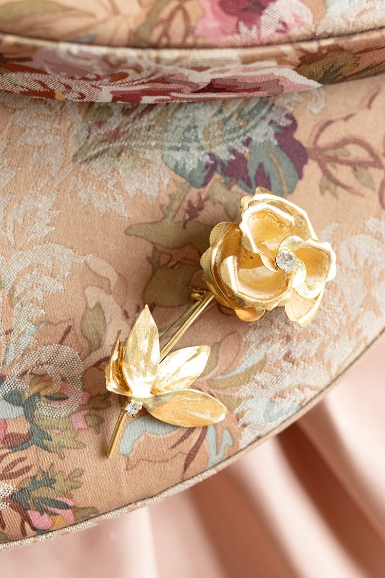 Vintage Gold Rose Brooch - Flea Style