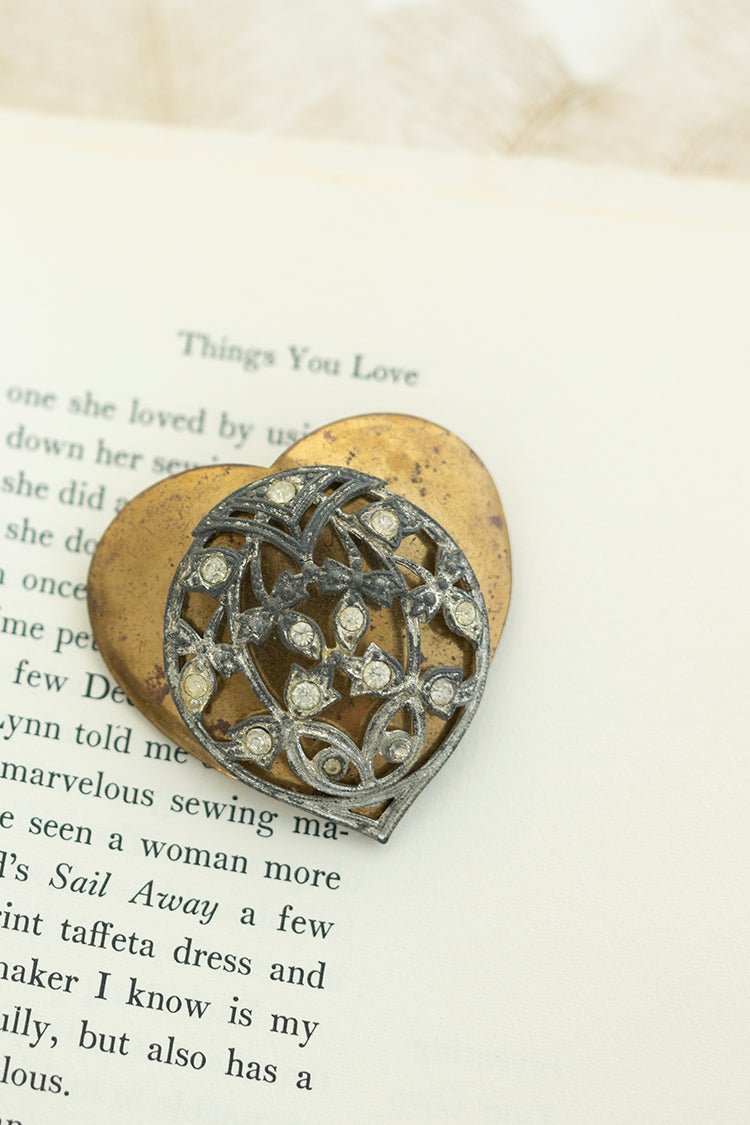 Vintage Layered Heart Brooch - Flea Style