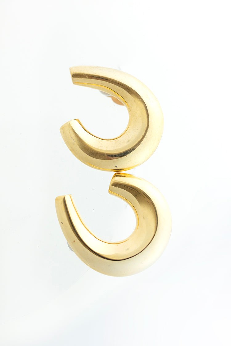 Vintage Mod Style Gold Clip - On Earrings - Flea Style