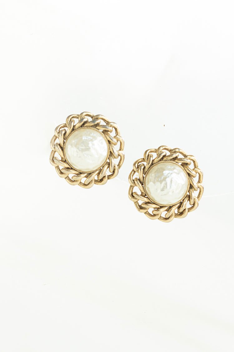 Vintage Sarah Coventry Gold and Pearl Clip - On Earrings - Flea Style