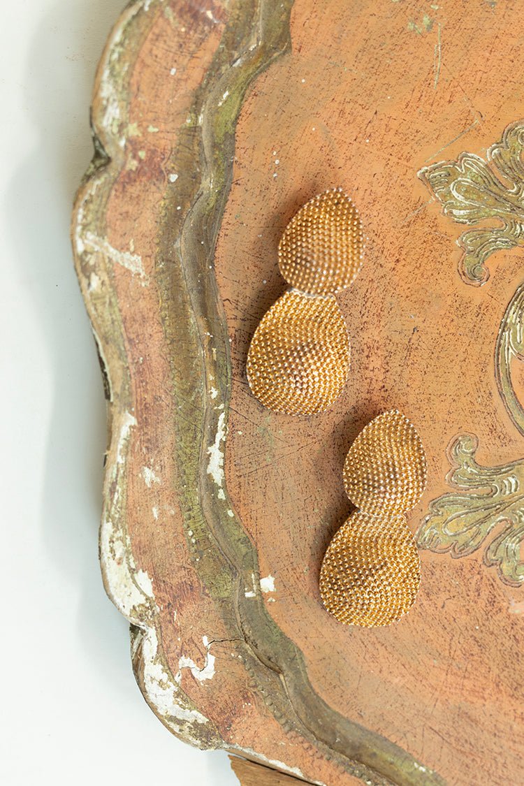 Vintage Textured Gold Clip - On Earrings - Flea Style