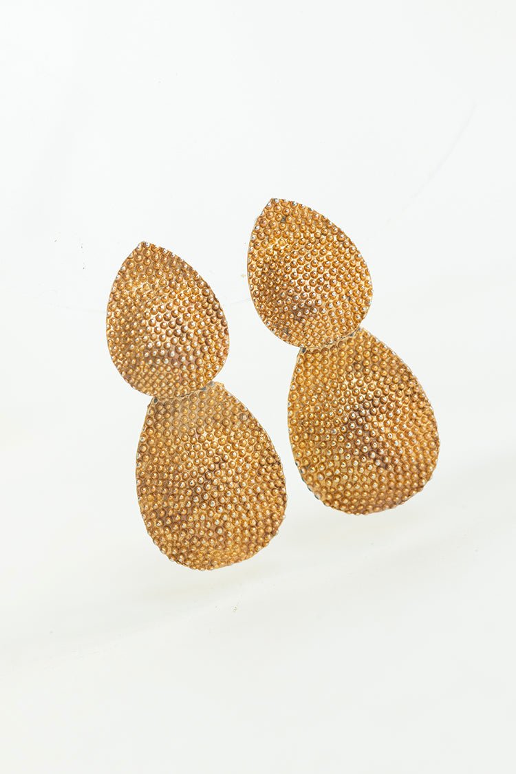 Vintage Textured Gold Clip - On Earrings - Flea Style