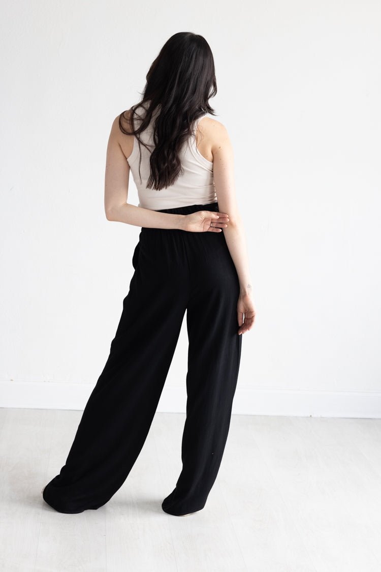 Black Tie Flowy Pants - Flea Style