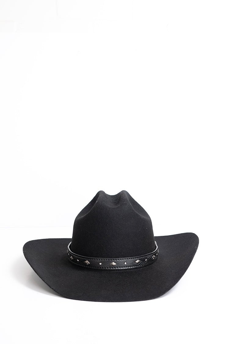 Black Western Faux Leather Hat Band - Flea Style