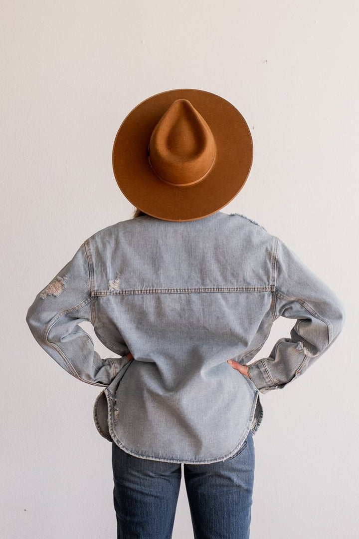 Distressed Light Wash Denim Jacket - Flea Style