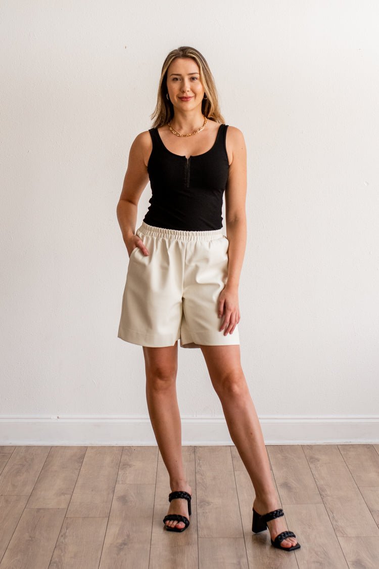 Ivory Faux Leather Shorts - Flea Style