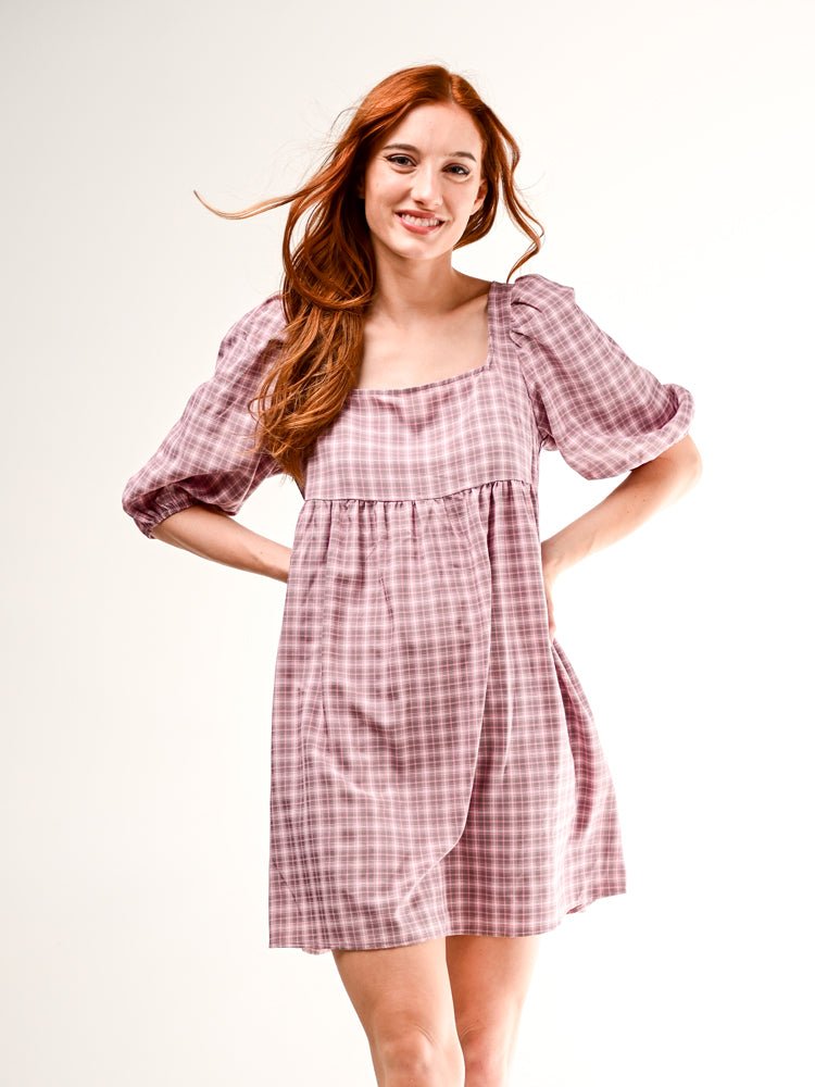 Plaid Babydoll Dress with Smocking - Flea Style